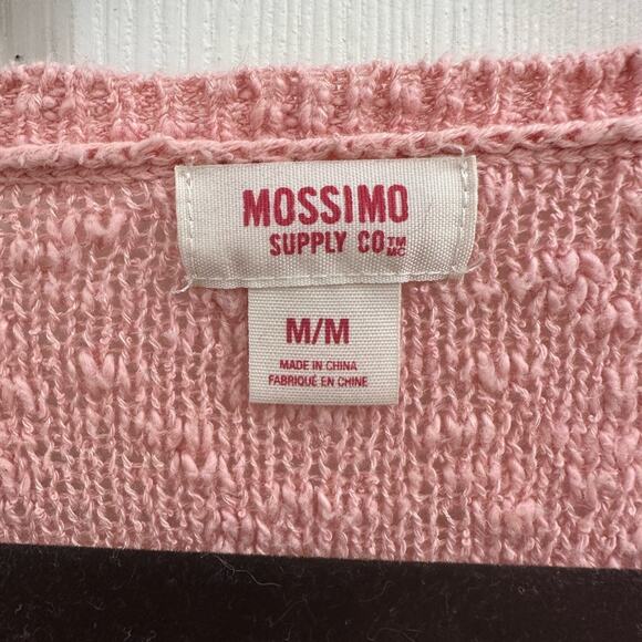 Mossimo Supply Co. Crochet Lace Tunic Pink Sweater Open-Knit Medium Cozy - Picture 5 of 6